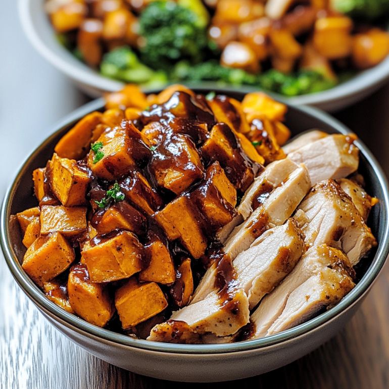 BBQ Chicken and Roasted Sweet Potato Bowls Delightfully Simple!