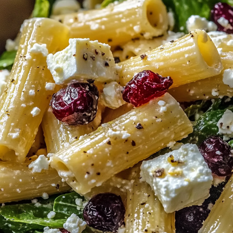 Feta Cranberry Rigatoni Salad with Lemon Vinaigrette is refreshing!