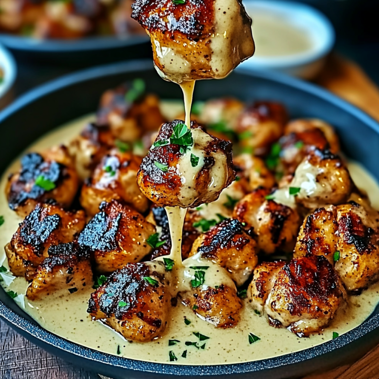 Grilled Chicken Bites with Creamy Garlic Sauce are Irresistible!