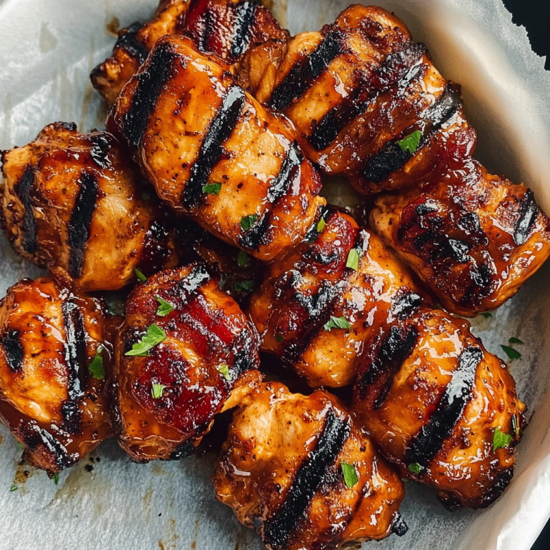 Grilled Honey BBQ Bacon Chicken Kabobs are a must-try!