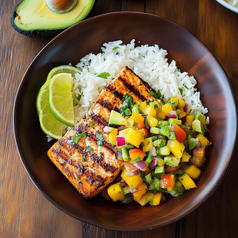 Grilled Lime Salmon with Avocado Mango Salsa Awaits!