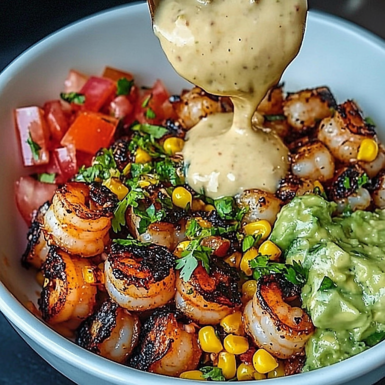 Grilled Shrimp Bowl with Avocado Corn Salsa Delight!