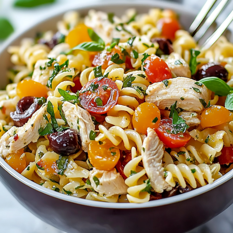 Mediterranean Chicken Pasta Salad: A Refreshing Delight!