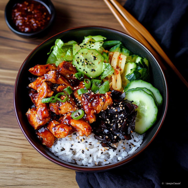 Spicy Korean BBQ Chicken Rice Bowl: A Flavor Explosion!