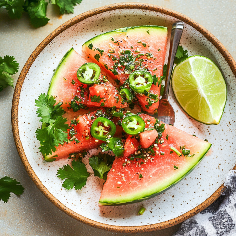 Spicy Watermelon Salad with Cilantro and Lime: Refreshing Delight!
