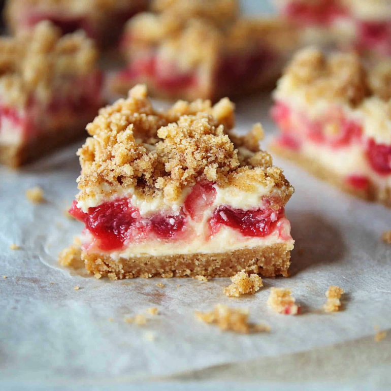 Strawberry Rhubarb Streusel Cheesecake Bars Delight You!