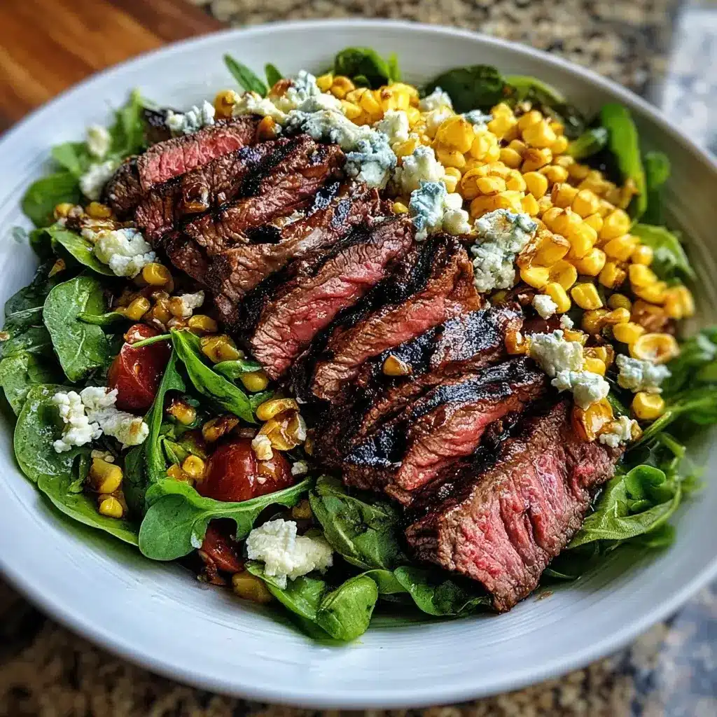 Grilled Balsamic Steak Salad with Gorgonzola and Corn Delights!