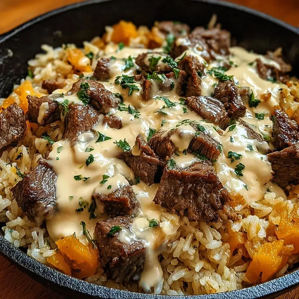 Cheesy Steak and Rice Skillet: A Quick, Tasty Delight!