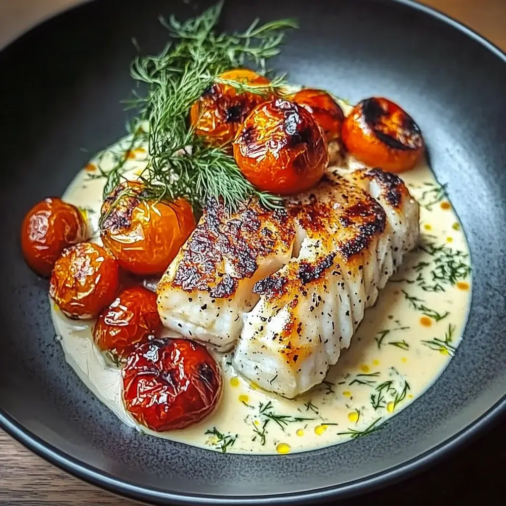 Grilled Cod with Roasted Tomatoes and Creamy Dill Sauce: Discover a Flavorful Delight!