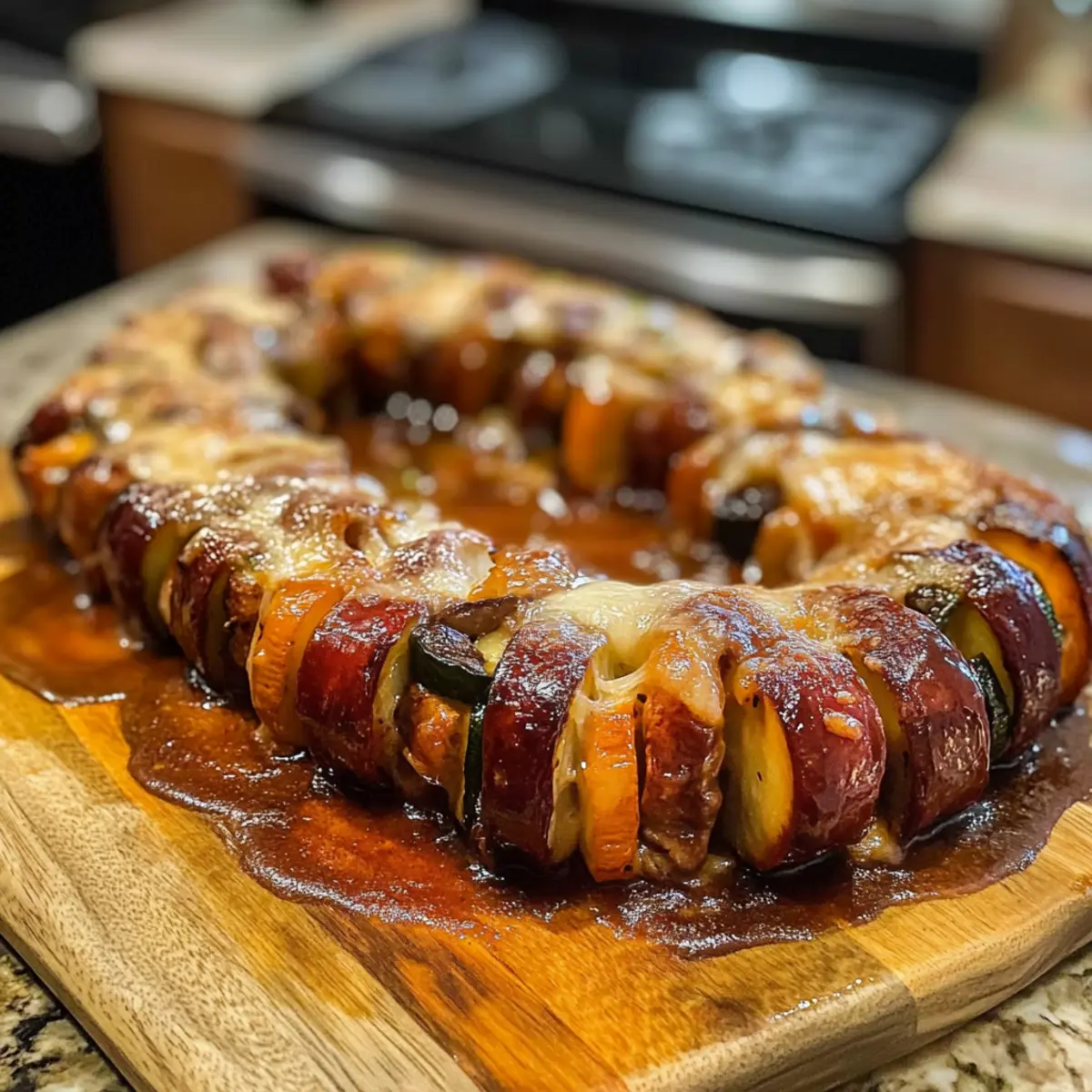 Sweet & Savory Maple BBQ Hasselback Kielbasa Bites Delight