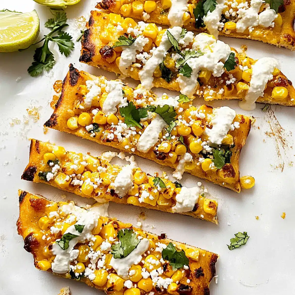Mexican Street Corn Flatbread: Crispy, Creamy Delight