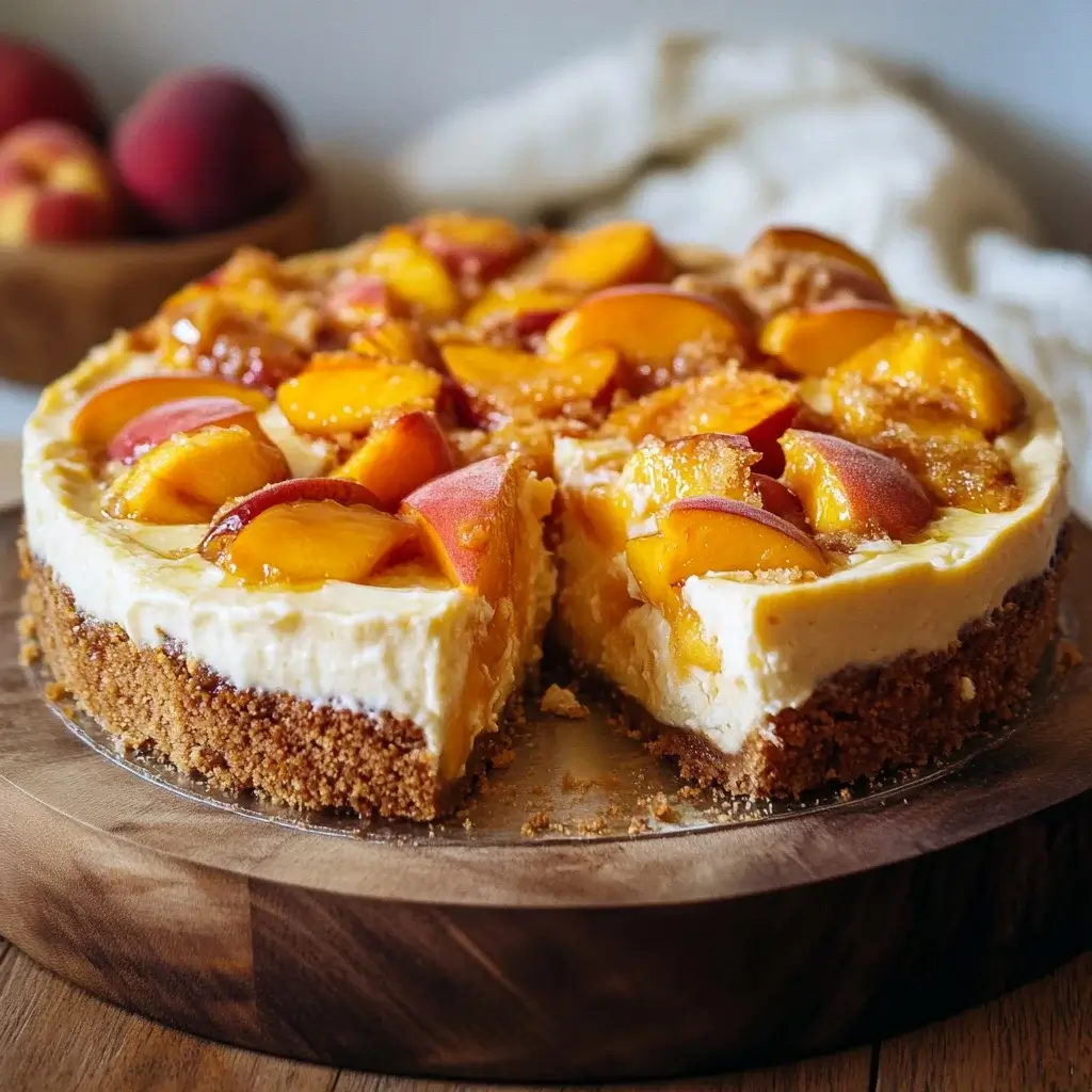 Peach Cobbler Cheesecake: Delight in this creamy treat!
