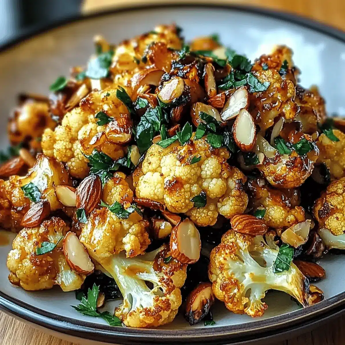 Honey Curry Roasted Cauliflower with Spiced Almonds Magic