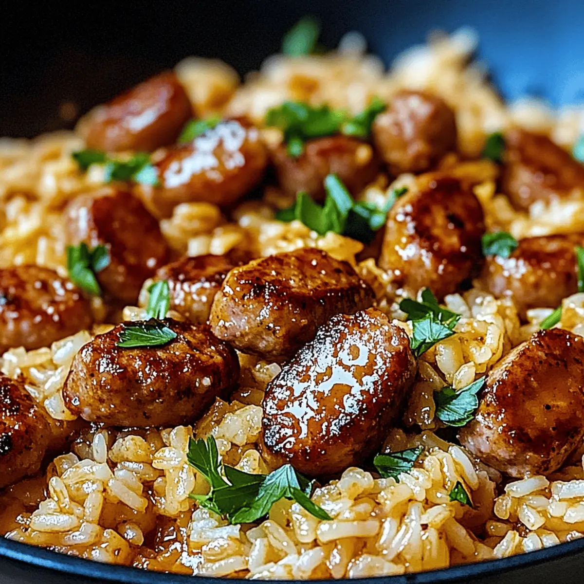 One-Skillet Cajun Honey Garlic Sausage & Rice in 35 Minutes