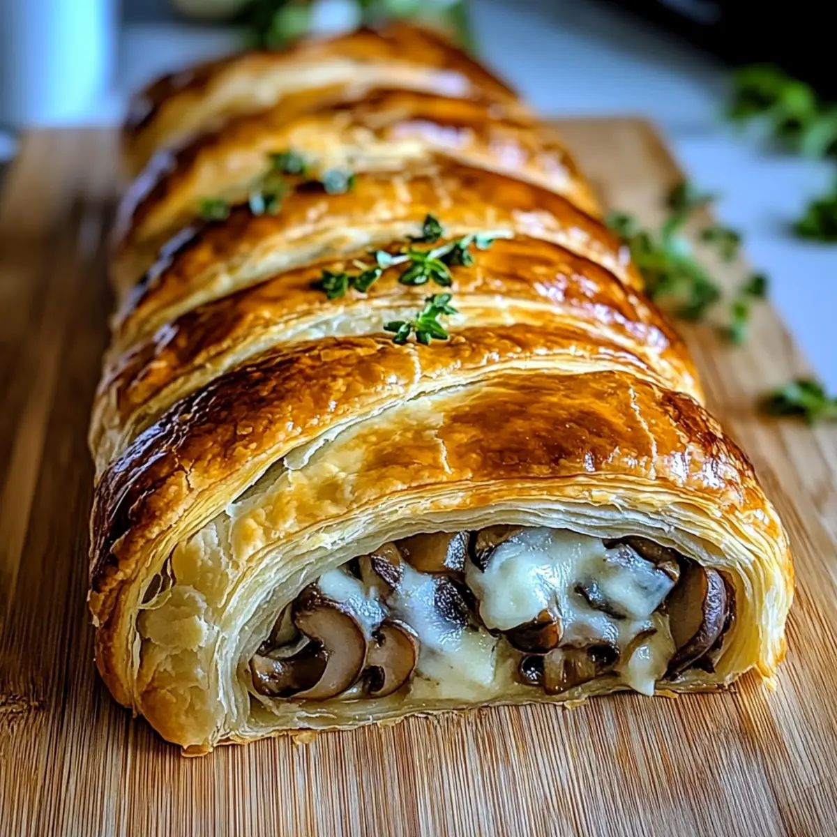 Mushroom & Gruyère Puff Pastry Braid: Flaky Gourmet Indulgence