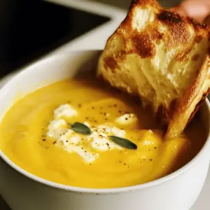 Roasted Feta Soup with Butternut Squash & Honey