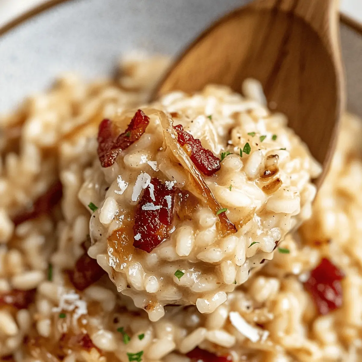Creamy Caramelized Onion, Bacon, and Parmesan Risotto Bliss