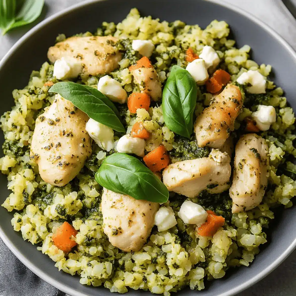 Pesto Chicken Cauliflower Rice: A Flavor-Packed Dish