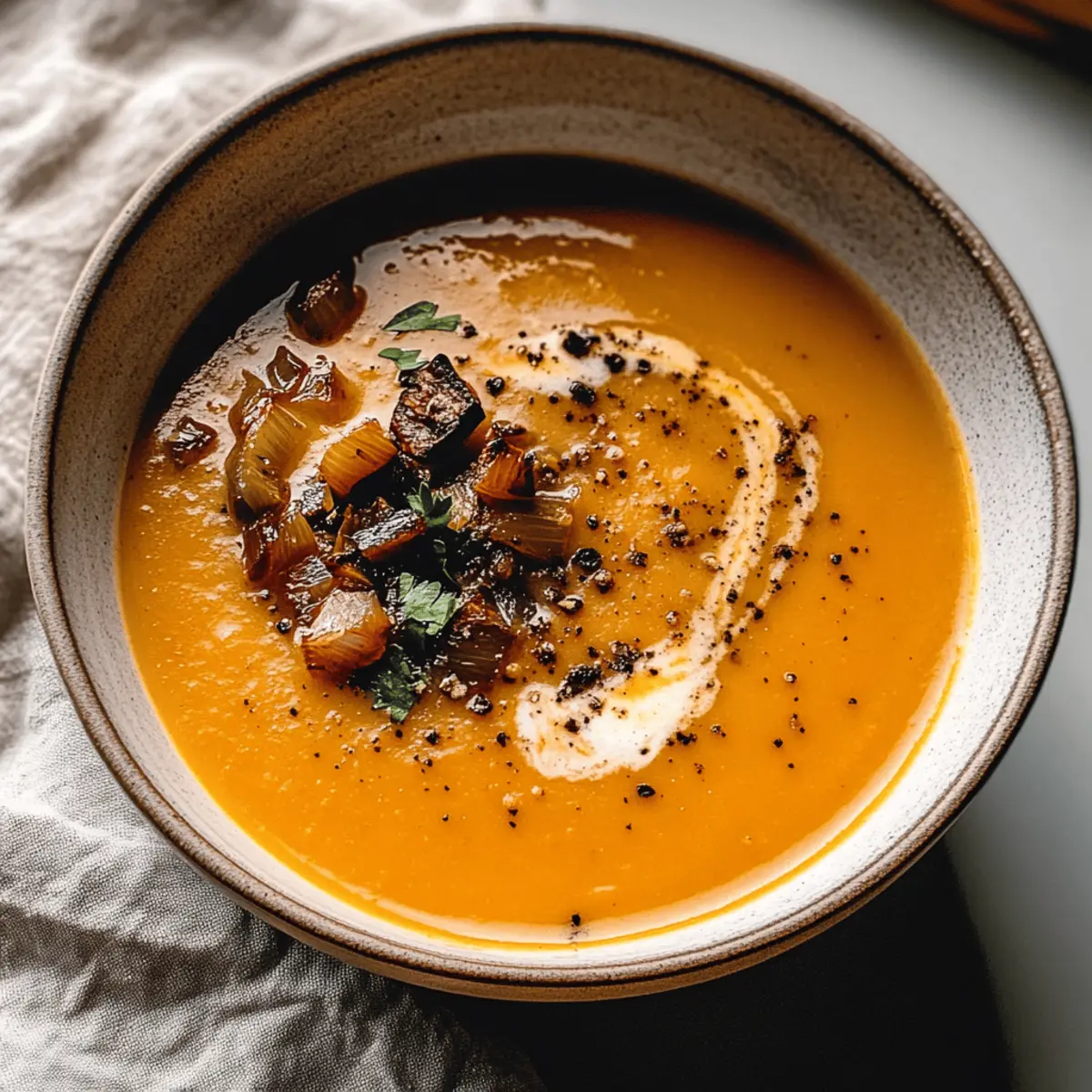 Creamy Caramelized Onion Butternut Squash Soup Delight