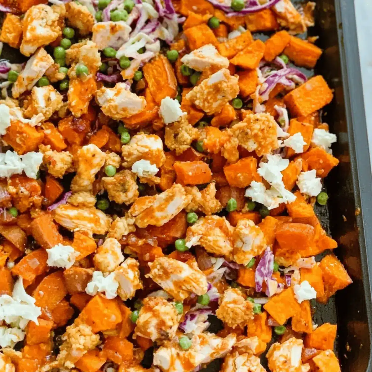 Savor Sheet Pan Buffalo Chicken and Sweet Potato Bowls Tonight