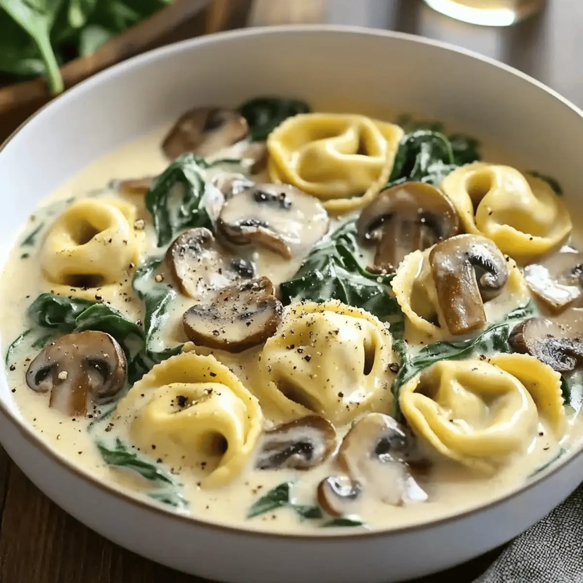 Creamy Tortellini with Spinach and Mushrooms in 30 Minutes