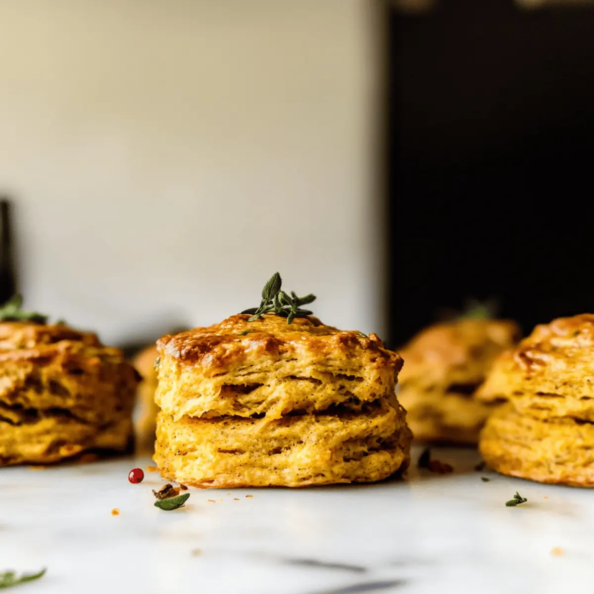 Flaky Pumpkin Biscuits with Garlic Herb Butter for Fall Bliss