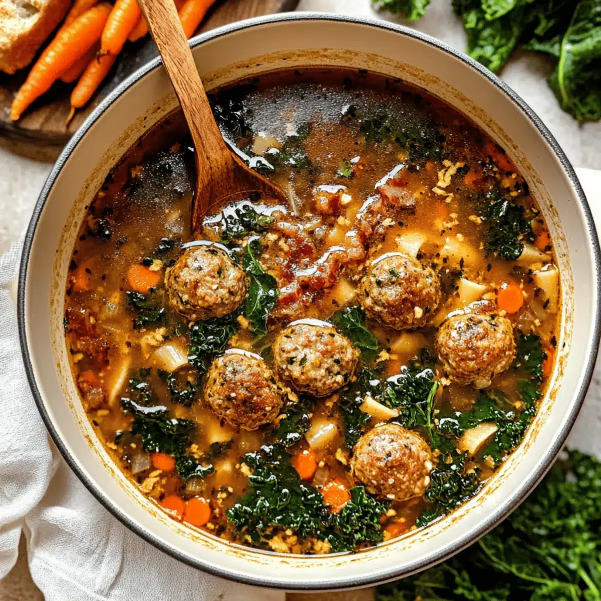 Hearty Italian Wedding Soup with Homemade Meatballs Delight