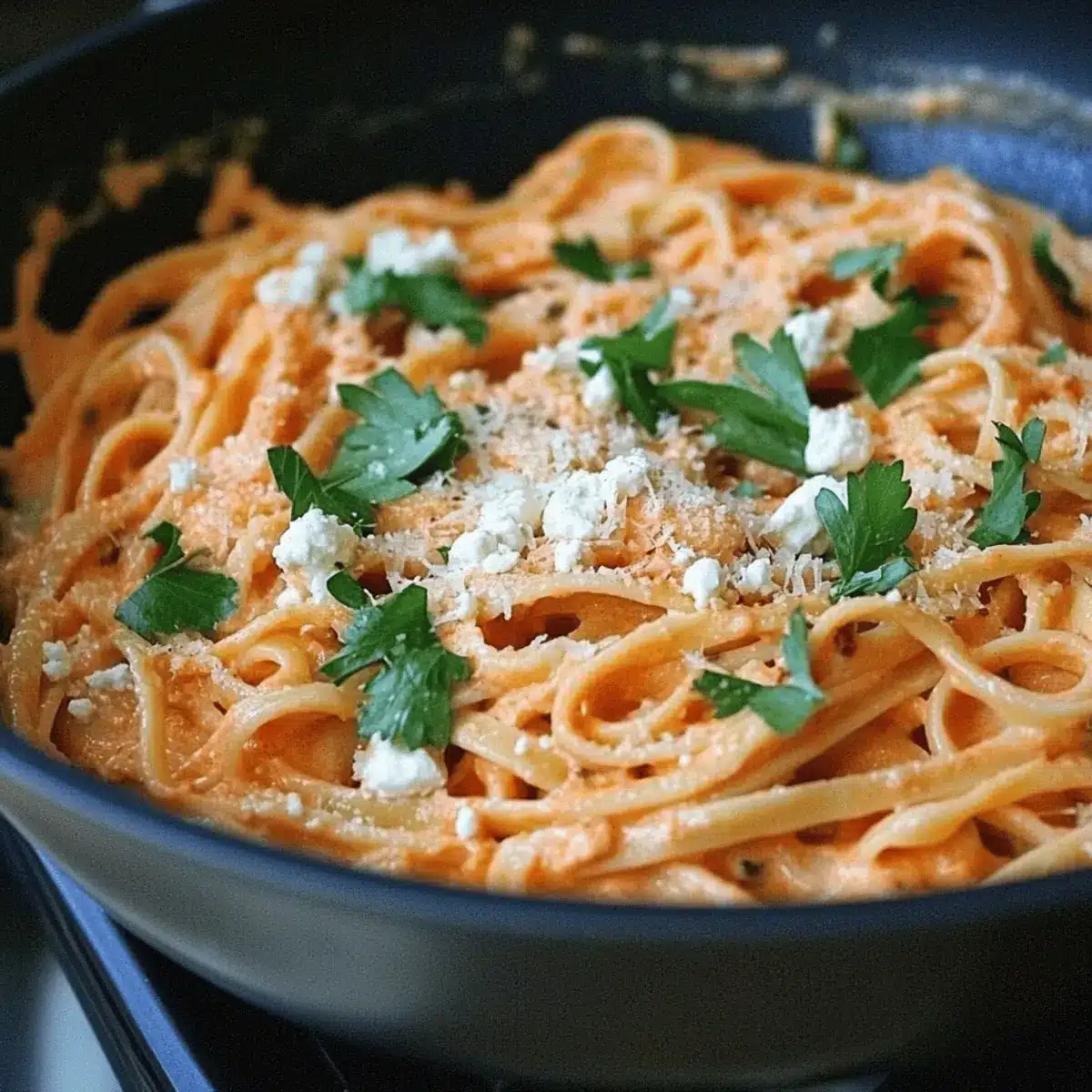Indulge in Creamy Roasted Red Pepper & Goat Cheese Alfredo