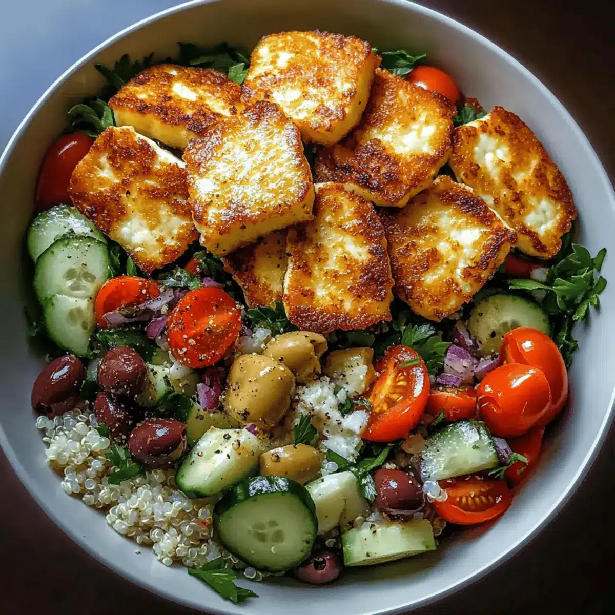 Crispy Halloumi Greek Power Bowl: Flavor-Packed & Easy to Make
