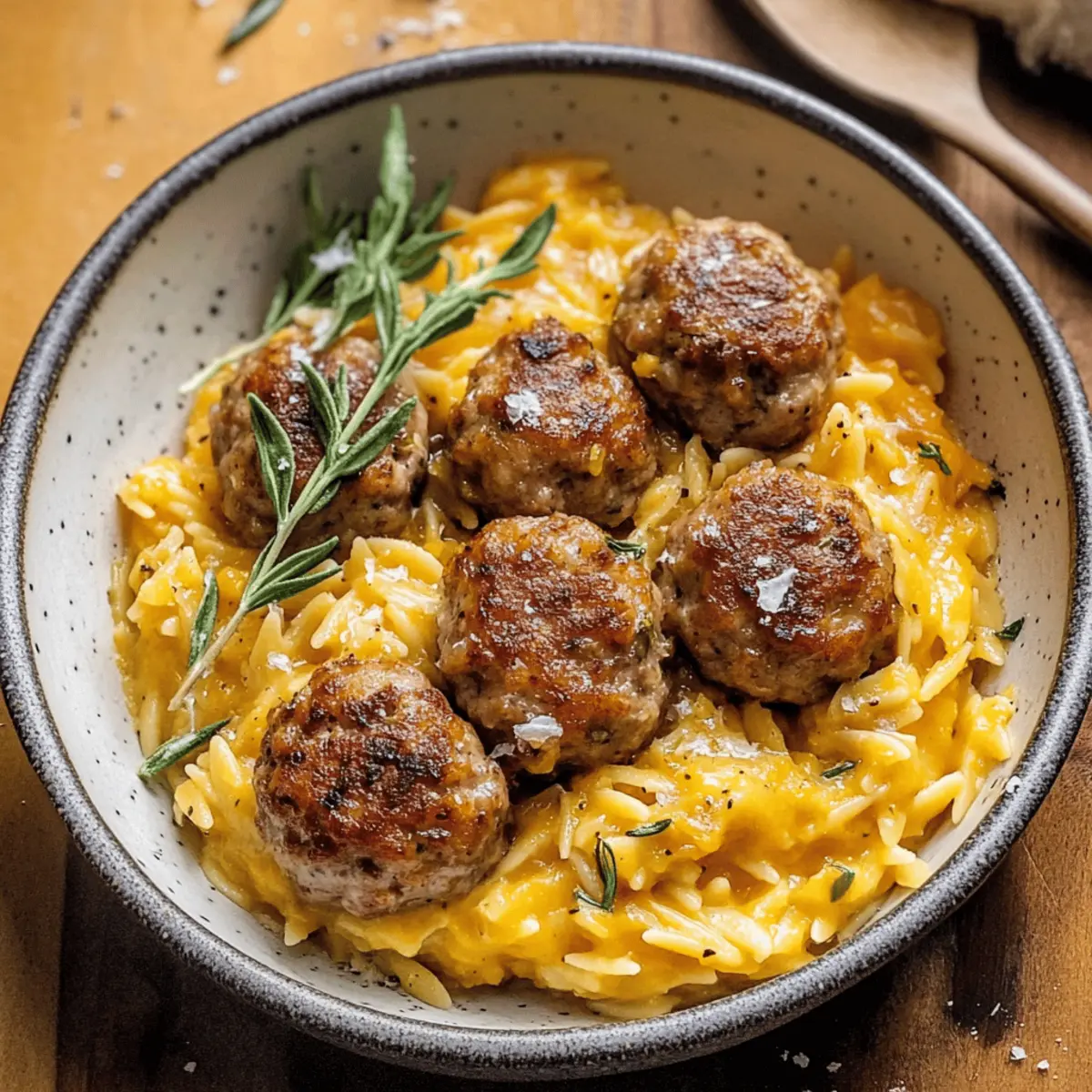 Lemon Thyme Meatballs with Pumpkin Orzo for Cozy Fall Nights