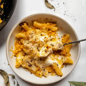 Pumpkin Burrata Baked Ziti.