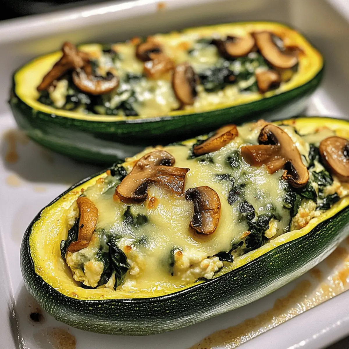 Creamy Ricotta-Stuffed Zucchini with Spinach and Mushrooms Delight