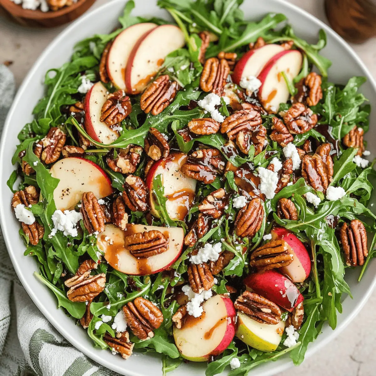 Savory Apple Arugula Salad with Crunchy Maple Pecans