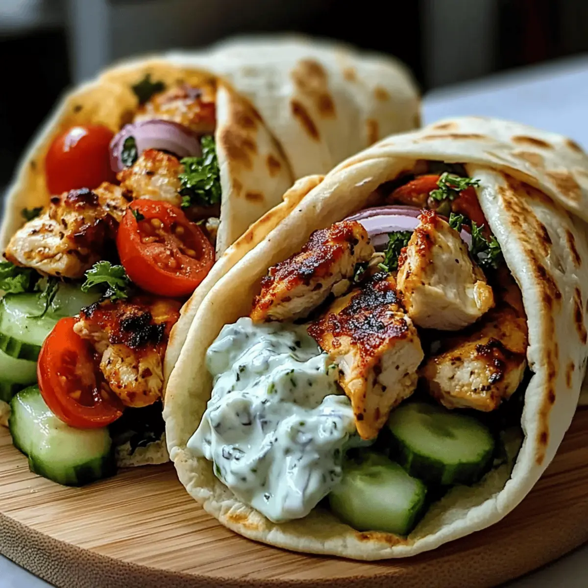Savory Mediterranean Chicken Gyros with Creamy Feta Tzatziki