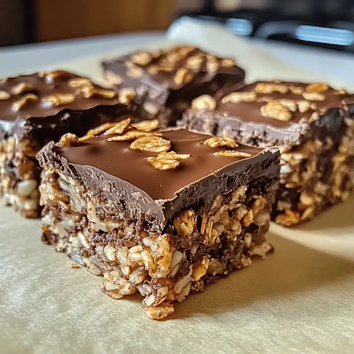 No-Bake Peanut Butter Greek Yogurt Brownie Crunch Bars