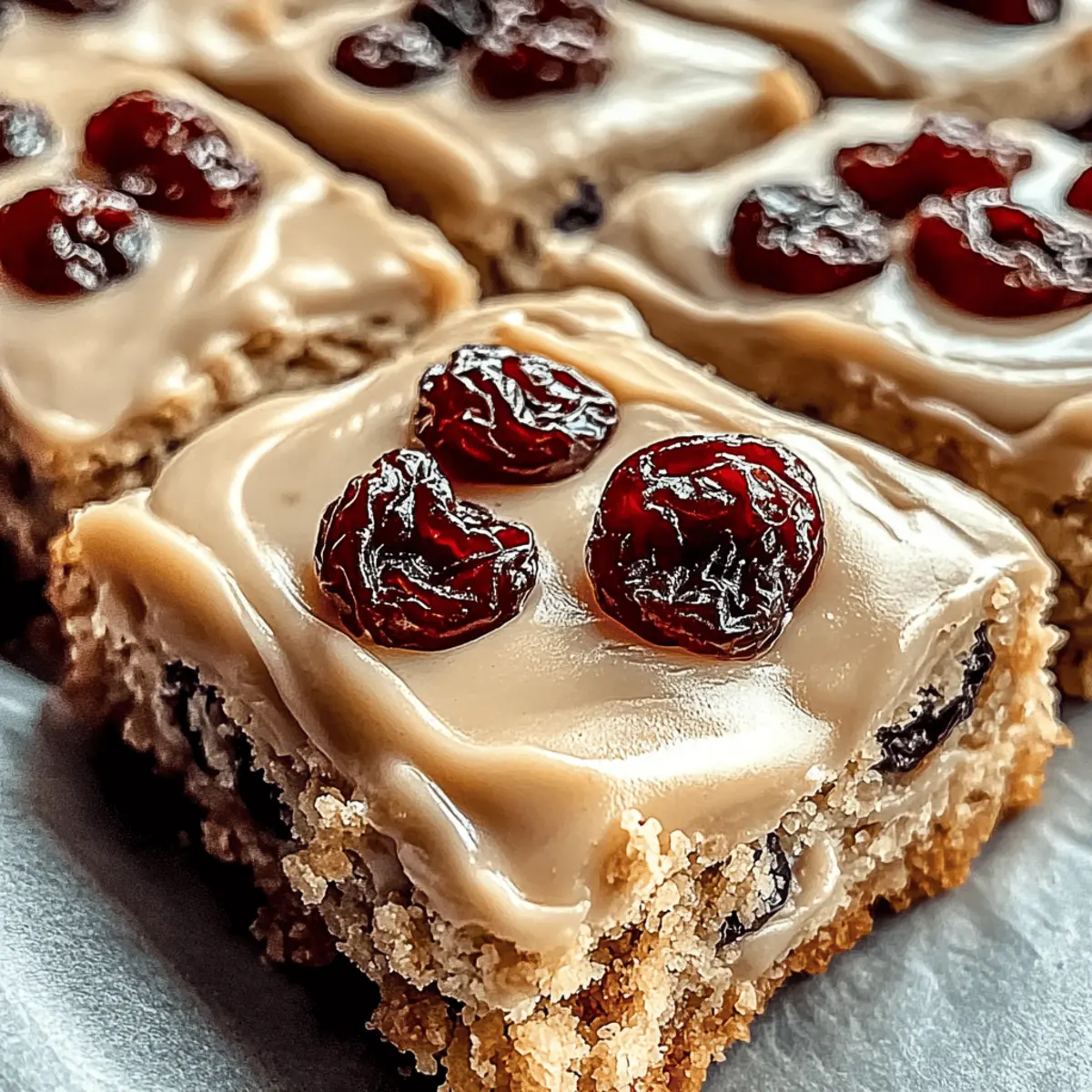 Chewy Oatmeal Raisin Cookie Bars with Irresistible Frosting