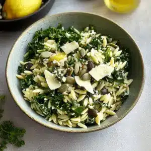 Orzo Kale Salad with Lemon Vinaigrette