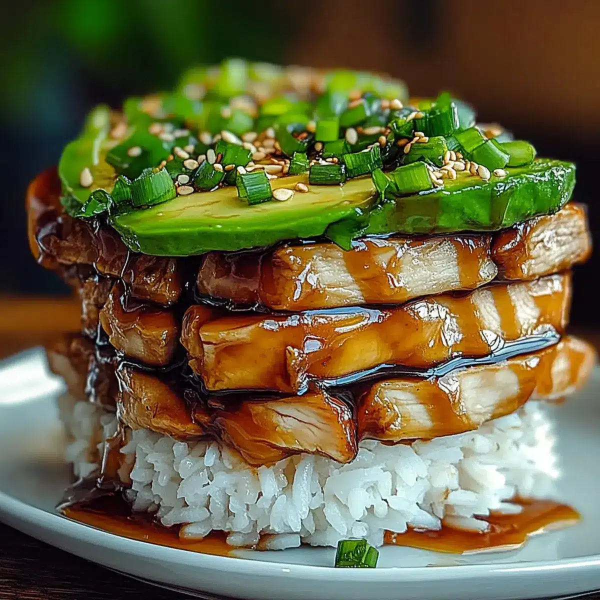 Teriyaki Chicken Avocado Rice: A Tasty, Colorful Stack