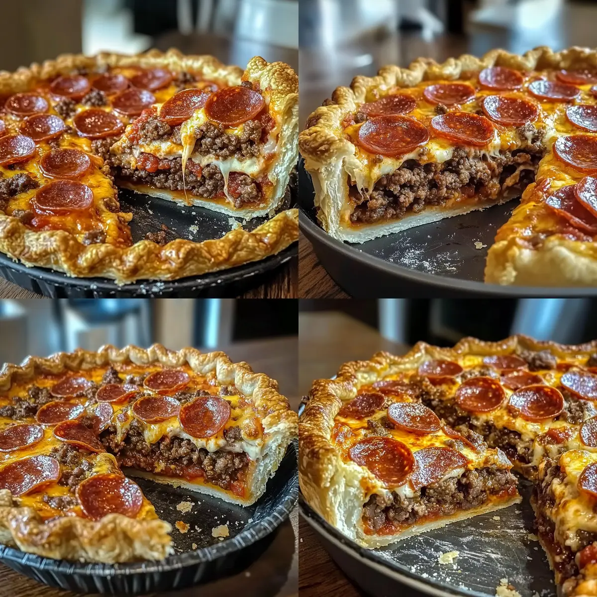 Deep Hamburger Sausage & Pepperoni Pie for Cozy Nights