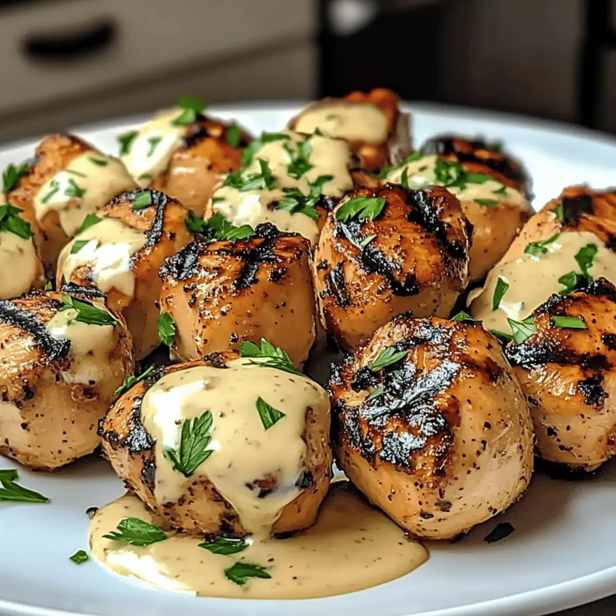 Savory Grilled Chicken Bites Garlic in Creamy Sauce Delight