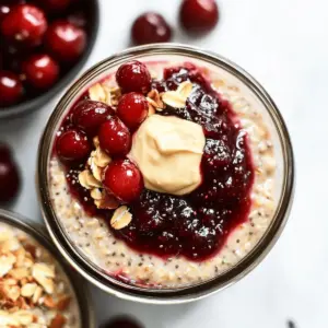 Healthy Overnight Oats with Cherry Chia Seed Jam