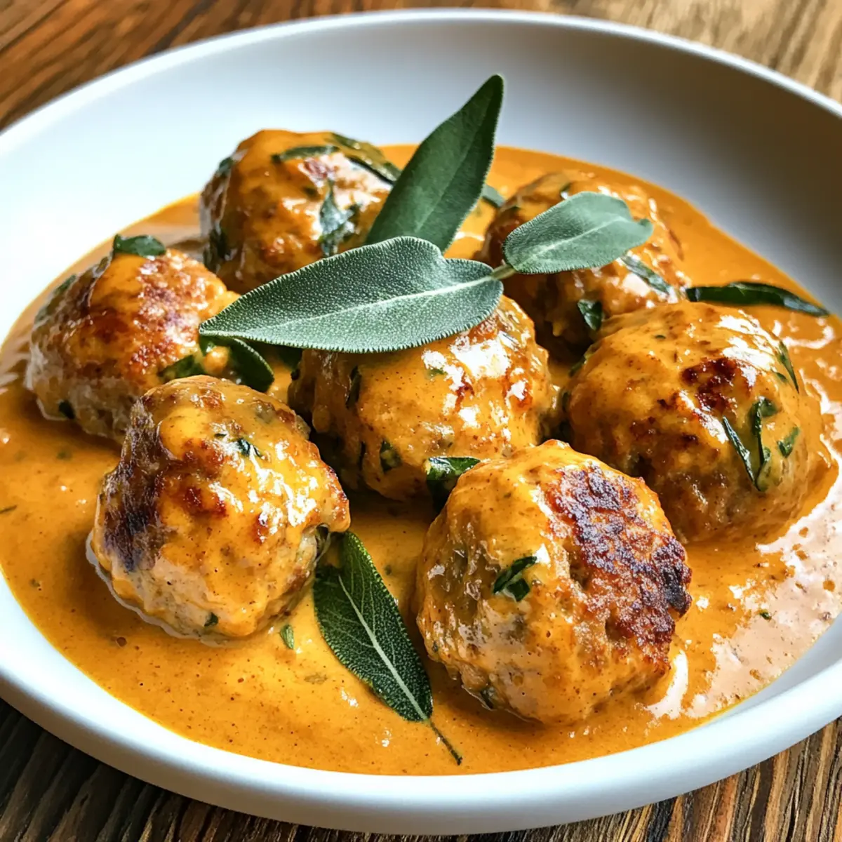 Turkey Meatballs in Pumpkin Sage Sauce