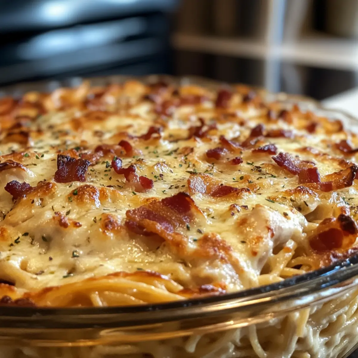 Chicken Carbonara Spaghetti Pie