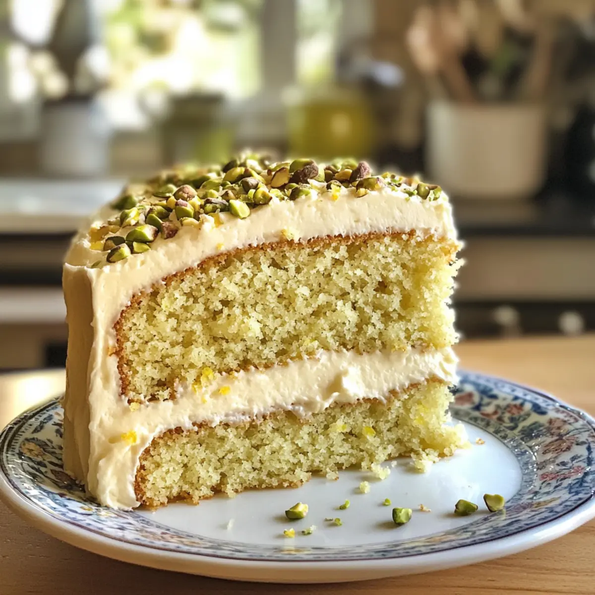 lemon pistachio cake with mascarpone frosting