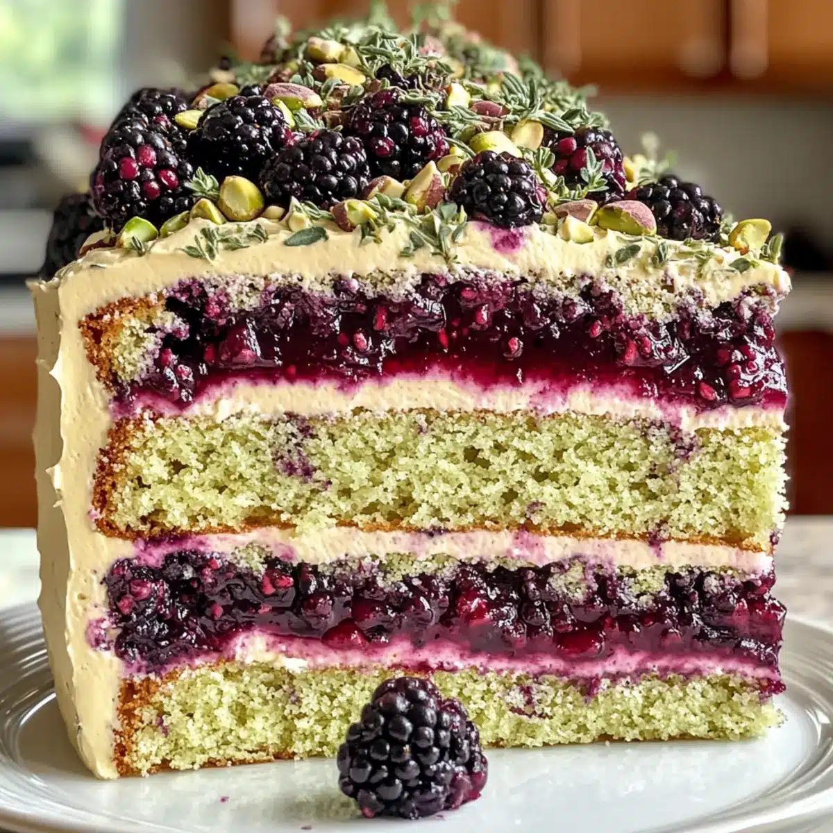Pistachio and Blackberry Olive Oil Cake