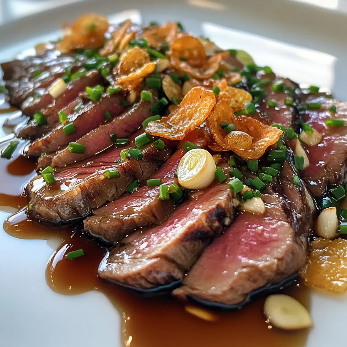 Beef Tataki with Garlic Chips & Ponzu