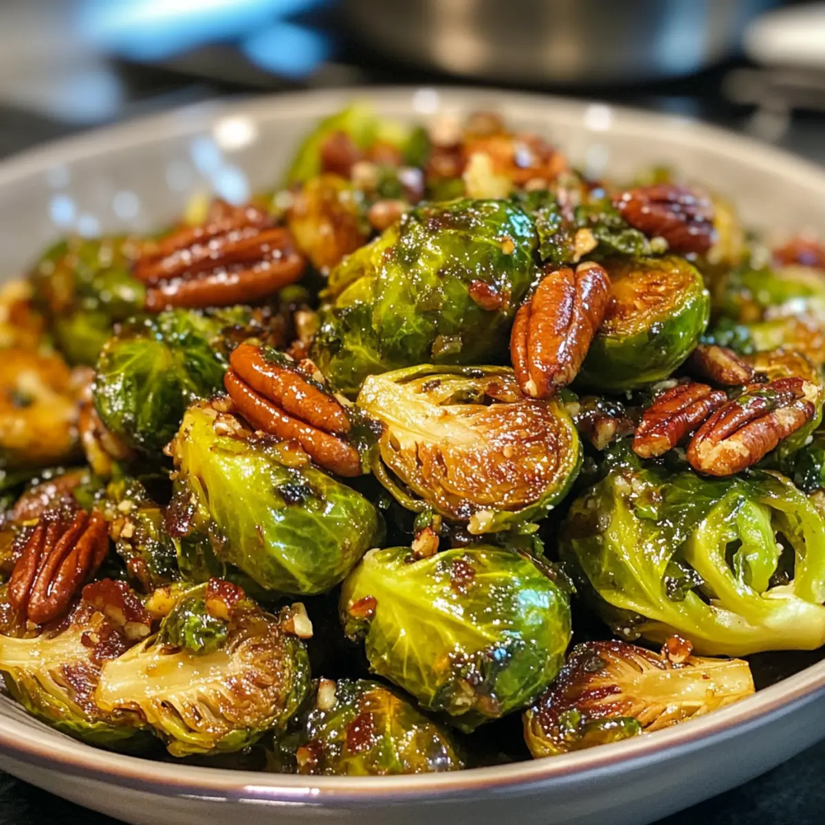 Fried Brussels Sprouts with Cider Vinaigrette and Pecan