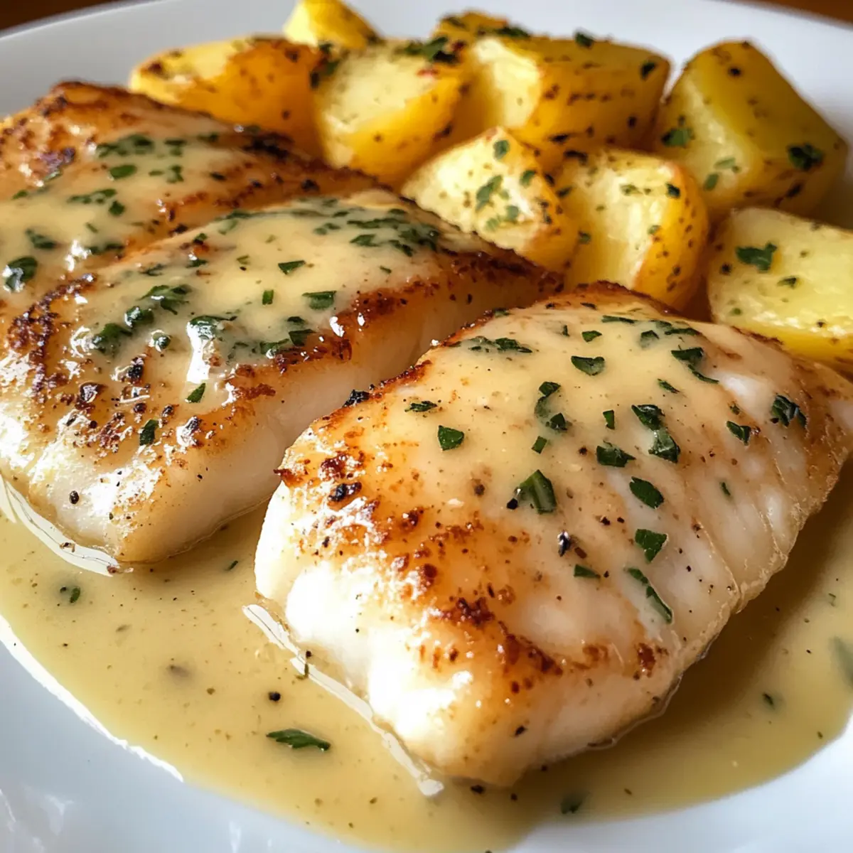 Pan-Seared White Fish & Creamy Potatoes