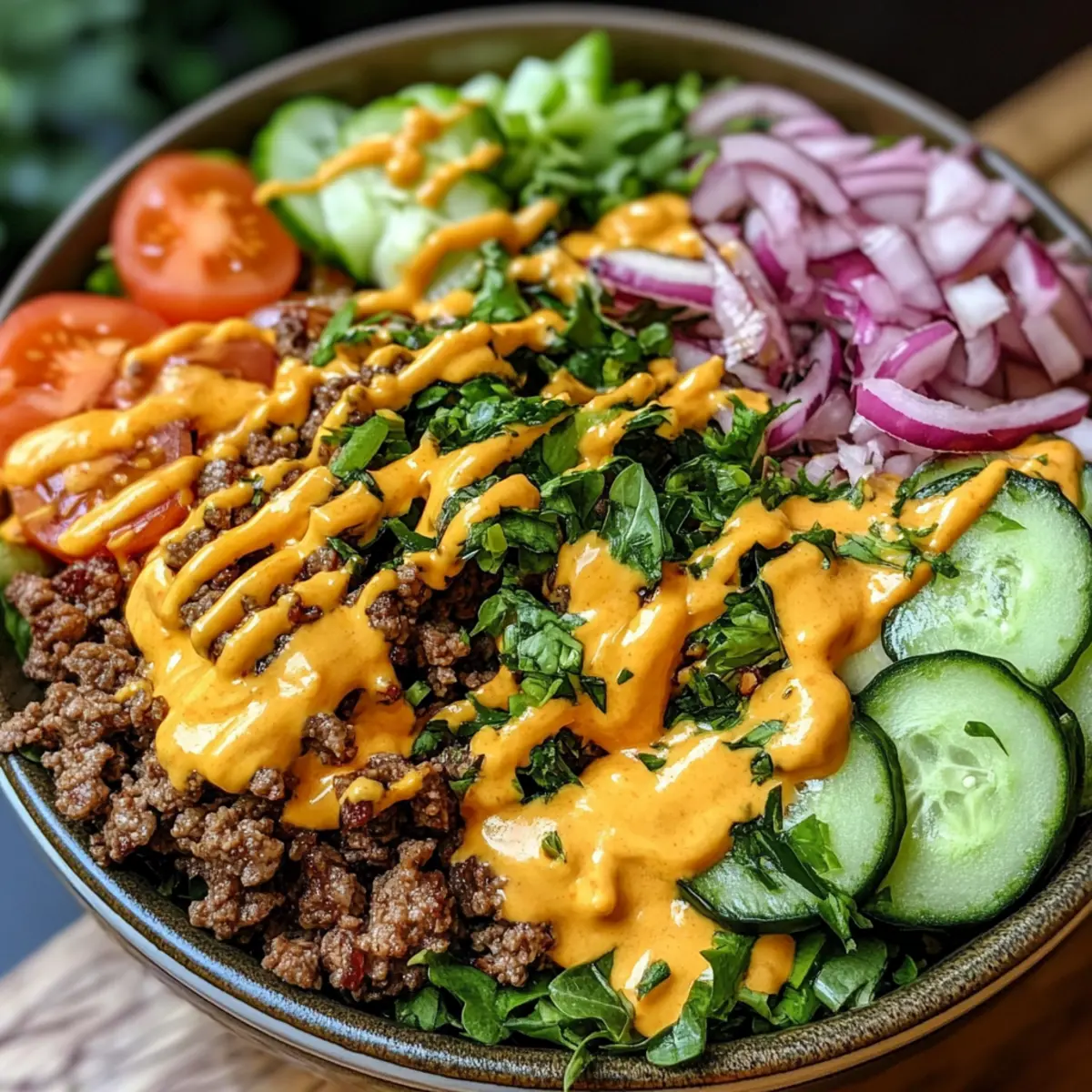 Burger Bowls with Caramelized Onion Aioli