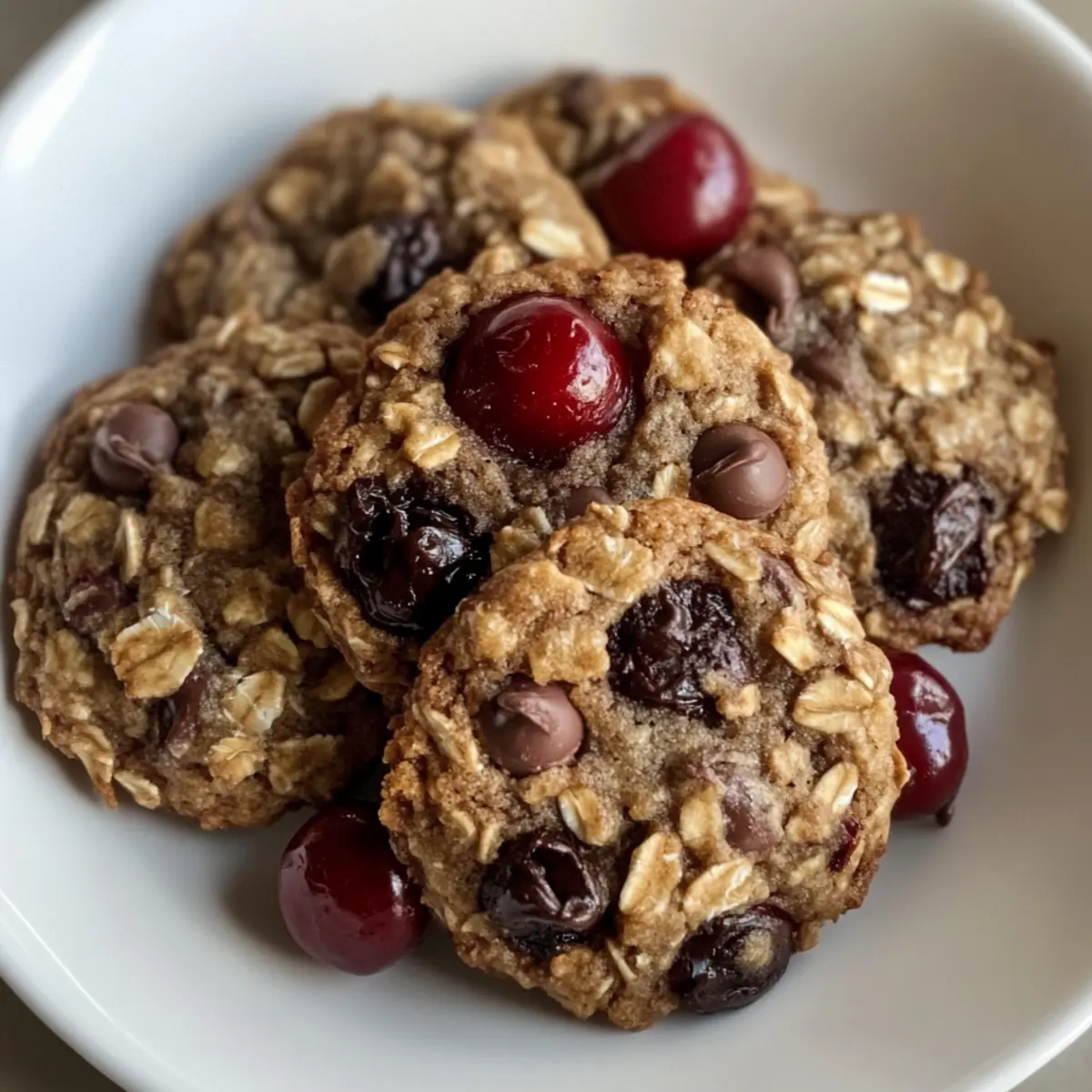 Dark Chocolate Cherry Oatmeal Cookies